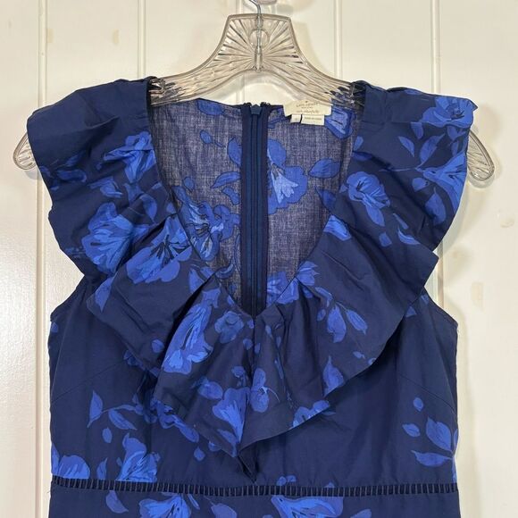 Kate Spade Hibiscus Ruffle V Neck Sleeveless Peplum Top - Picture 4 of 7